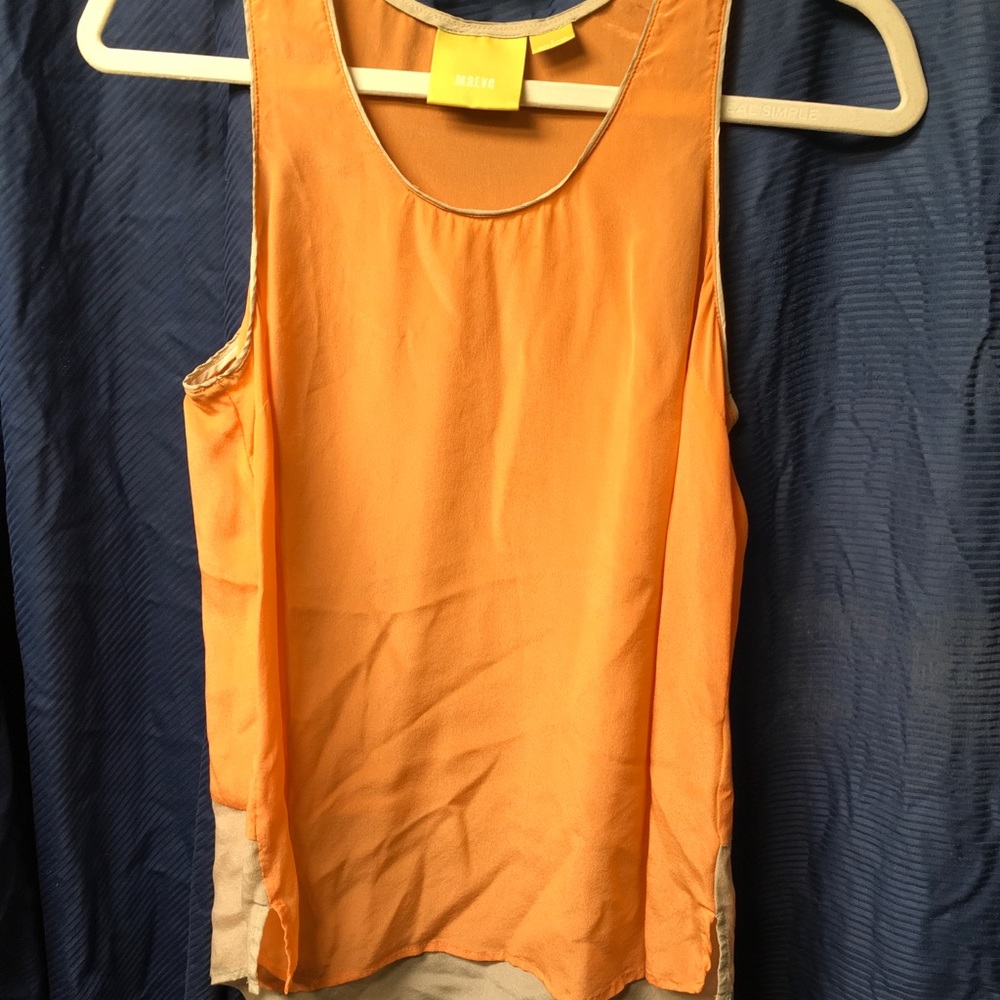 Orange 100% Silk Maeve Top